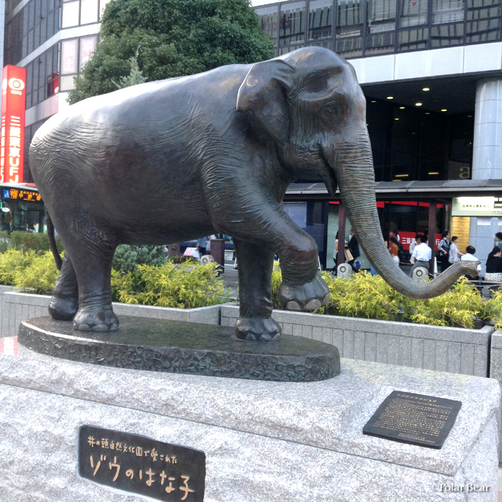 吉祥寺駅前の「象のはな子像」です。