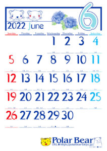 株式会社ポーラベア　ポーラベア　カレンダー　2022年　6月